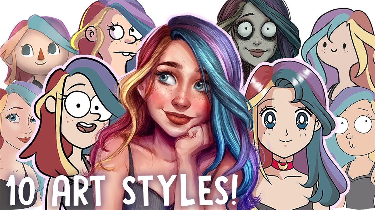 10 Art Style Challenge: Rainbow Hair Girl by Jenna Bushell